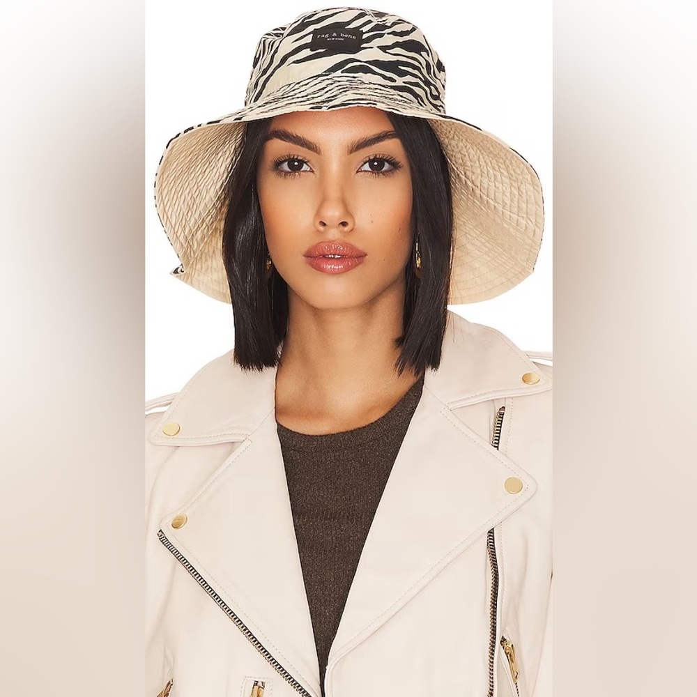 NWT rag & bone Addison Cruise Ivory Tiger Hat S/M